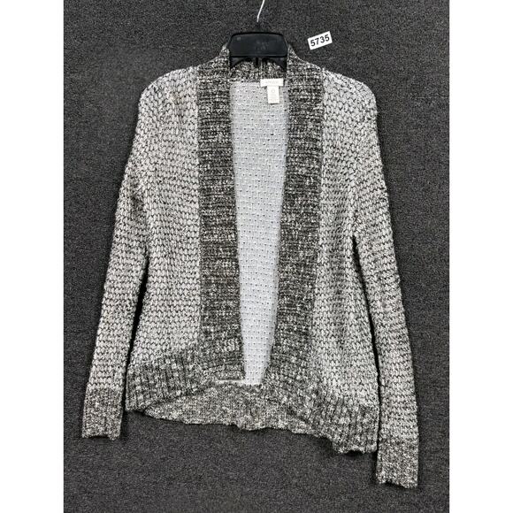 Chico’s Open Front Textured Overlay Jacket Womens 0 US 4 Gray Multi Long Sleeve - Picture 1 of 7